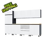 Contur Cabinet 10' Premium Alpine White Garage Cabinet System with Butcher Block Tops