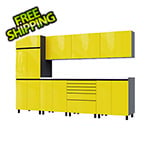 Contur Cabinet 10' Premium Vespa Yellow Garage Cabinet System with Stainless Steel Tops