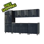 Contur Cabinet 10' Premium Karbon Black Garage Cabinet System with Stainless Steel Tops