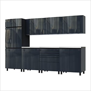 10' Premium Karbon Black Garage Cabinet System with Stainless Steel Tops