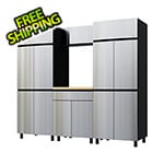 Contur Cabinet 7.5' Premium Stainless Steel Garage Cabinet System with Butcher Block Tops