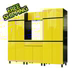 Contur Cabinet 7.5' Premium Vespa Yellow Garage Cabinet System with Butcher Block Tops