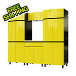 Contur Cabinet 7.5' Premium Vespa Yellow Garage Cabinet System with Butcher Block Tops