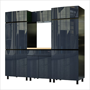 7.5' Premium Karbon Black Garage Cabinet System with Butcher Block Tops