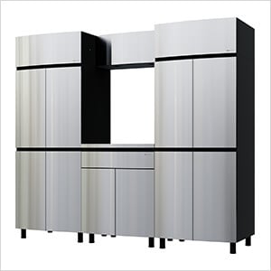 7.5' Premium Stainless Steel Garage Cabinet System with Stainless Steel Tops