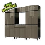 Contur Cabinet 7.5' Premium Terra Grey Garage Cabinet System with Stainless Steel Tops