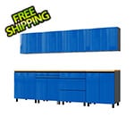 Contur Cabinet 10' Premium Santorini Blue Garage Cabinet System with Butcher Block Tops