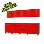 Contur Cabinet 10' Premium Cayenne Red Garage Cabinet System with Butcher Block Tops