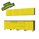 Contur Cabinet 10' Premium Vespa Yellow Garage Cabinet System with Butcher Block Tops