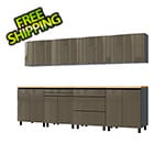 Contur Cabinet 10' Premium Terra Grey Garage Cabinet System with Butcher Block Tops