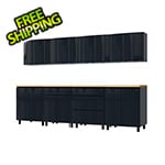 Contur Cabinet 10' Premium Karbon Black Garage Cabinet System with Butcher Block Tops