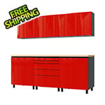 Contur Cabinet 7.5' Premium Cayenne Red Garage Cabinet System with Butcher Block Tops