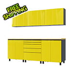 Contur Cabinet 7.5' Premium Vespa Yellow Garage Cabinet System with Butcher Block Tops