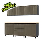 Contur Cabinet 7.5' Premium Terra Grey Garage Cabinet System with Butcher Block Tops