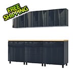 Contur Cabinet 7.5' Premium Karbon Black Garage Cabinet System with Butcher Block Tops