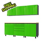 Contur Cabinet 7.5' Premium Lime Green Garage Cabinet System with Butcher Block Tops