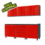 Contur Cabinet 7.5' Premium Cayenne Red Garage Cabinet System with Stainless Steel Tops