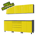 Contur Cabinet 7.5' Premium Vespa Yellow Garage Cabinet System with Stainless Steel Tops