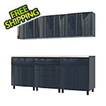 Contur Cabinet 7.5' Premium Karbon Black Garage Cabinet System with Stainless Steel Tops