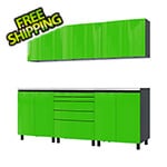 Contur Cabinet 7.5' Premium Lime Green Garage Cabinet System with Stainless Steel Tops