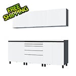 Contur Cabinet 7.5' Premium Alpine White Garage Cabinet System with Stainless Steel Tops