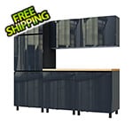 Contur Cabinet 7.5' Premium Karbon Black Garage Cabinet System with Butcher Block Tops