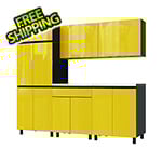 Contur Cabinet 7.5' Premium Vespa Yellow Garage Cabinet System with Stainless Steel Tops