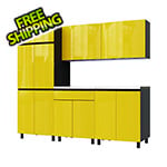 Contur Cabinet 7.5' Premium Vespa Yellow Garage Cabinet System with Stainless Steel Tops