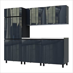 7.5' Premium Karbon Black Garage Cabinet System with Stainless Steel Tops