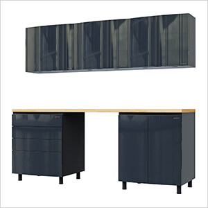 7.5' Premium Karbon Black Garage Cabinet System with Butcher Block Tops