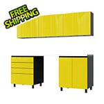 Contur Cabinet 7.5' Premium Vespa Yellow Garage Cabinet System with Stainless Steel Tops