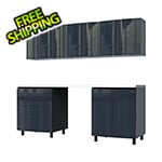 Contur Cabinet 7.5' Premium Karbon Black Garage Cabinet System with Stainless Steel Tops