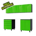 Contur Cabinet 7.5' Premium Lime Green Garage Cabinet System with Stainless Steel Tops