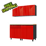 Contur Cabinet 5' Premium Cayenne Red Garage Cabinet System with Butcher Block Tops