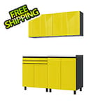 Contur Cabinet 5' Premium Vespa Yellow Garage Cabinet System with Stainless Steel Tops