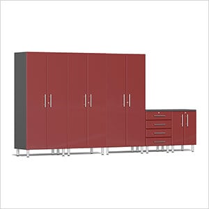 5-Piece Garage Cabinet System in Ruby Red Metallic