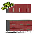 Ulti-MATE Garage Cabinets 7-Piece Garage Cabinet System with Bamboo Worktop in Ruby Red Metallic