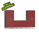 Ulti-MATE Garage Cabinets 6-Piece Garage Cabinet Kit with Bamboo Worktop in Ruby Red Metallic