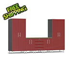 Ulti-MATE Garage Cabinets 6-Piece Garage Cabinet System with Bamboo Worktop in Ruby Red Metallic