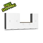 Ulti-MATE Garage Cabinets 6-Piece Garage Cabinet System with Bamboo Worktop in Starfire White Metallic