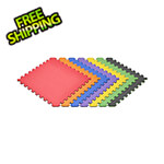 Norsk-Stor Truly Reversible Black and Rainbow Interlocking Foam Flooring (6-Pack)