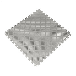 Metallic Pewter 18.3 in. x 18.3 in. x 0.25 in. PVC Floor Tiles - Raised Diamond Pattern