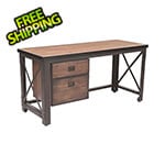 DuraMax 62" Industrial Metal and Wood Desk with Drawers