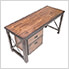 62" Industrial Metal and Wood Desk with Drawers