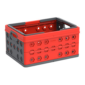 Foldable Crate / Basket in Red and Grey