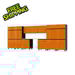 Contur Cabinet 17.5' Premium Traffic Orange Garage Cabinet System with Butcher Block Tops