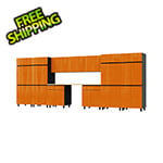 Contur Cabinet 17.5' Premium Traffic Orange Garage Cabinet System with Butcher Block Tops