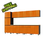 Contur Cabinet 12.5' Premium Traffic Orange Garage Cabinet System with Butcher Block Tops