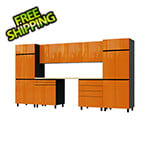Contur Cabinet 12.5' Premium Traffic Orange Garage Cabinet System with Butcher Block Tops
