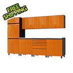 Contur Cabinet 10' Premium Traffic Orange Garage Cabinet System with Stainless Steel Tops